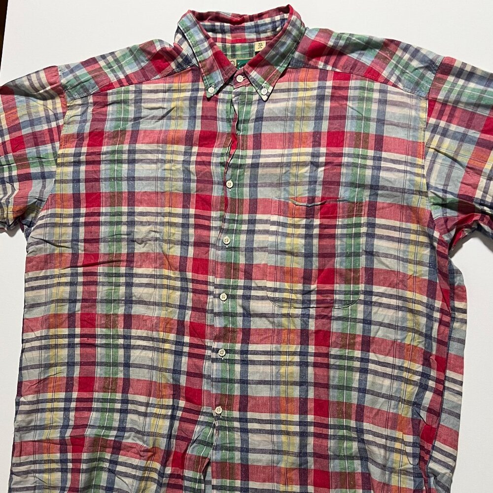 Johnny Cotton Shirt Vintage Made in USA Long Sleeve Button Plaid Men's size XL